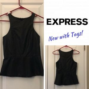 Black feaux leather top
